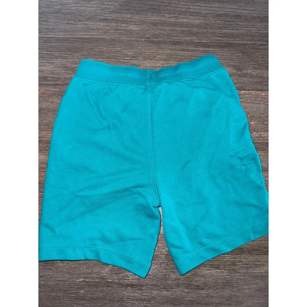 Gap Kids Boys Teal Blue Logo Jersey Shorts Size L 10 Drawstring Pockets